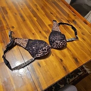 Victoria's Secret Leopard Print Bra with Black Accents